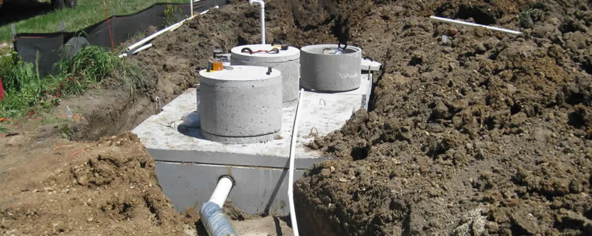Septic system repair and installation site with tank access ports in Lancaster, PA