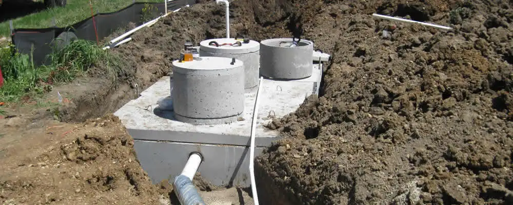 Septic system repair and installation site with tank access ports in Lancaster, PA